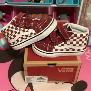 Vans Used Burgundy/White Checkerboard Toddler 6C